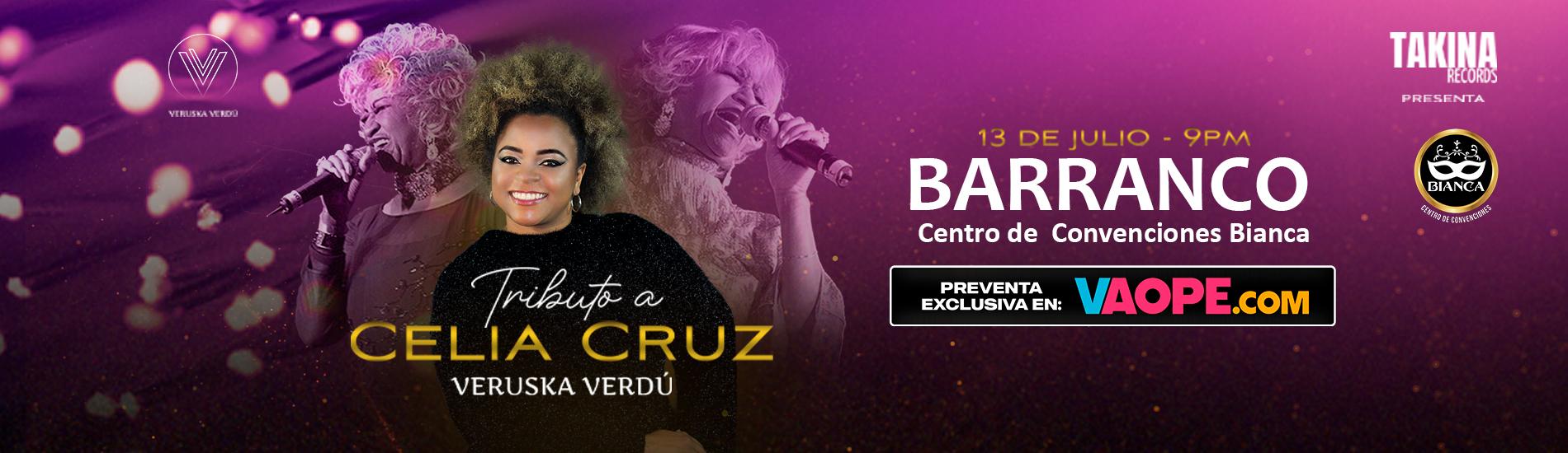Tributo a Celia Cruz por Veruska Verdú en Centro de Convenciones Bianca