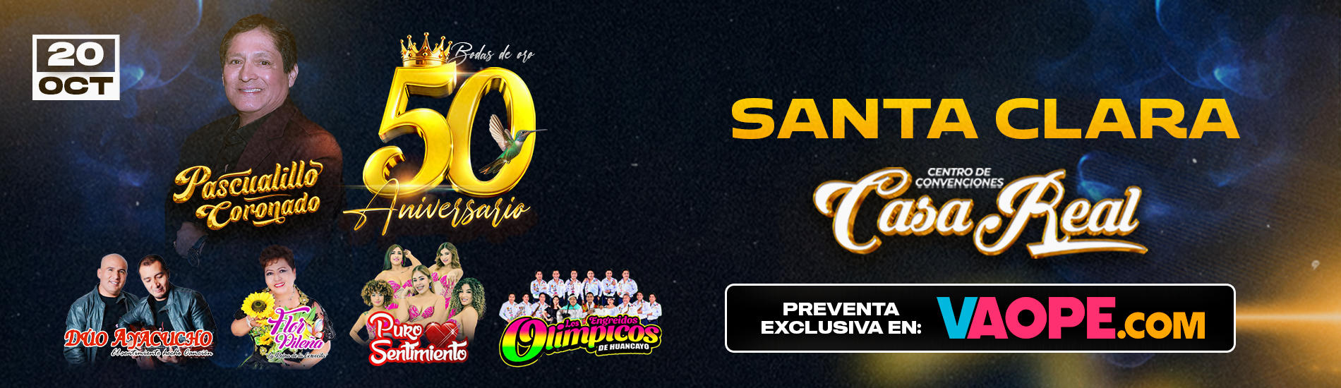 50 Aniversario de Pascualillo Coronado junto a Flor Pileña, Puro Sentimiento y más en Casa Real Santa Clara