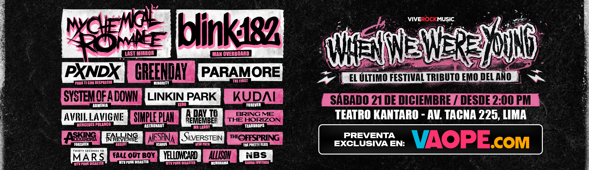 El Ultimo Festival Tributo When We Were Young IV en Lima Edicion 2024