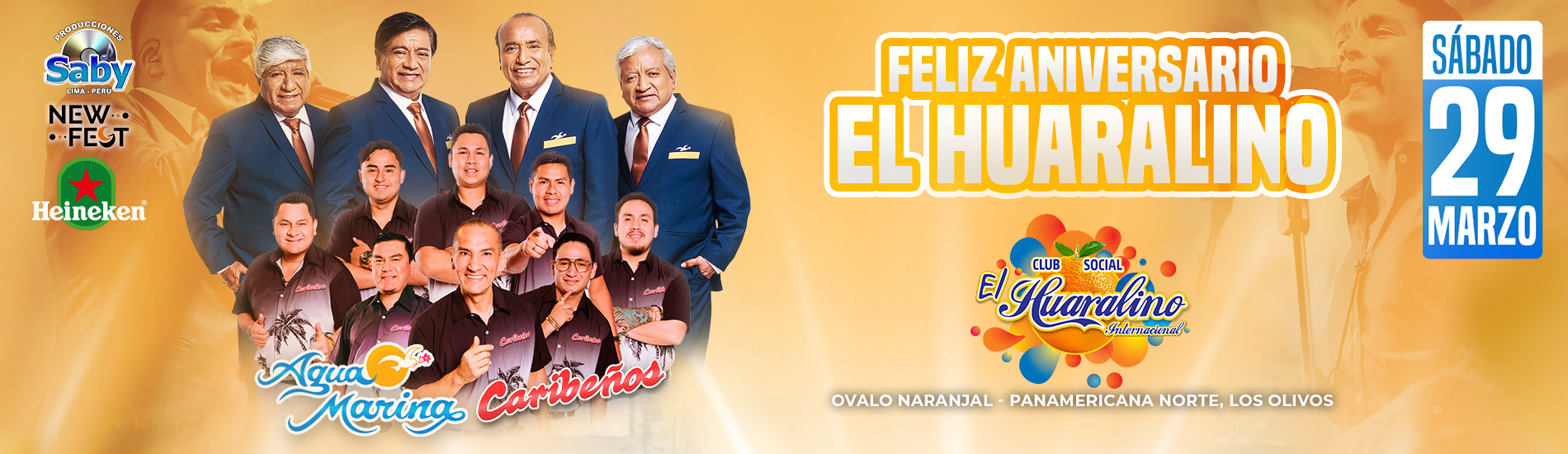 Feliz Aniversario el Huaralino con Agua Marina y Caribeños