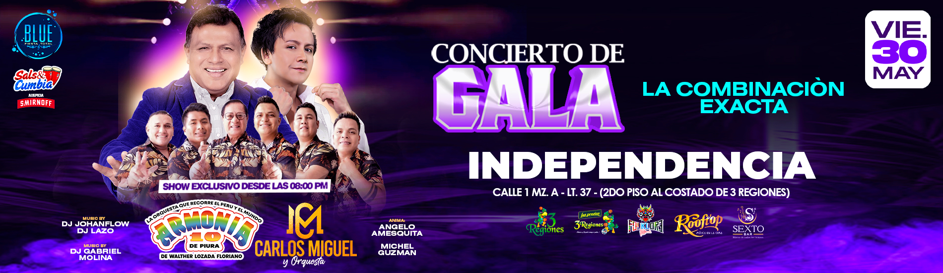 Salsa & Cumbia con Armonia 10 de Walther Lozada, Carlos Miguel y más en Blue Fiesta Total