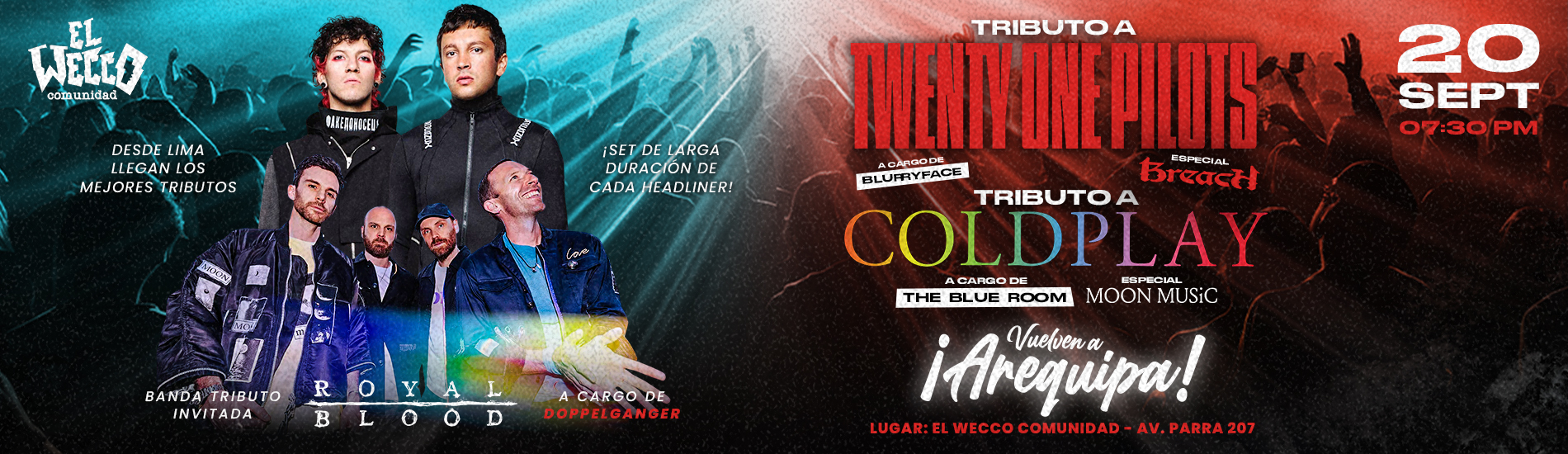 Tributo a Twenty One Pilots y Coldplay en Arequipa