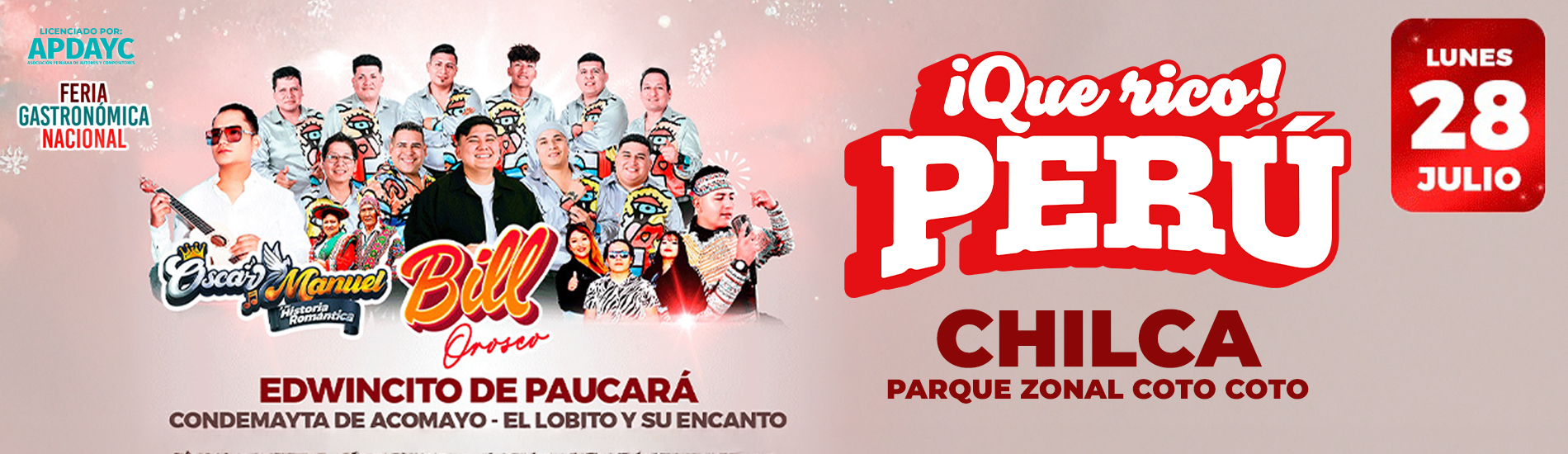 Bill Orosco, Edwincito de Paucará y más en la Feria Gastronómica ¡Que rico! Perú en Chilca Huancayo