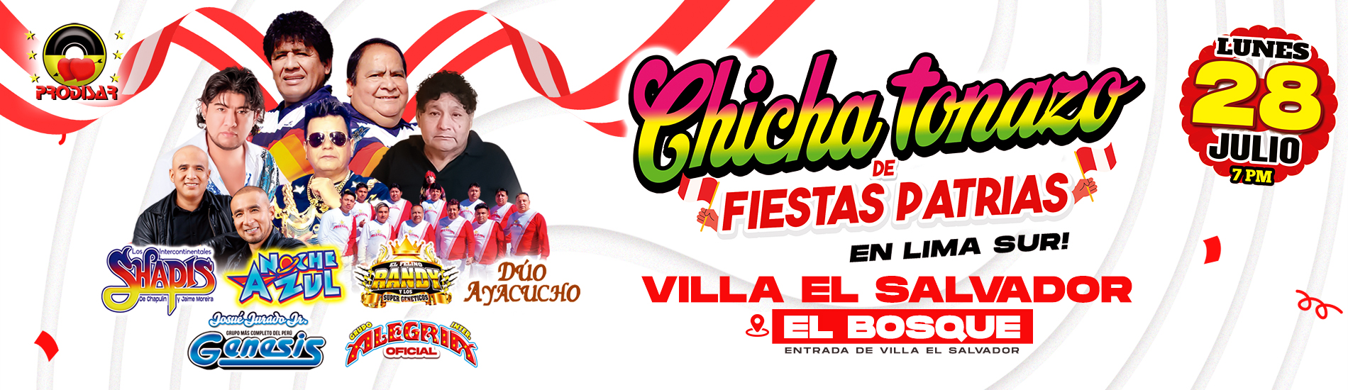 Chicha Tonazo de Fiestas Patrias con Los Shapis, Noche Azul  y más en El Bosque de Villa el Salvador