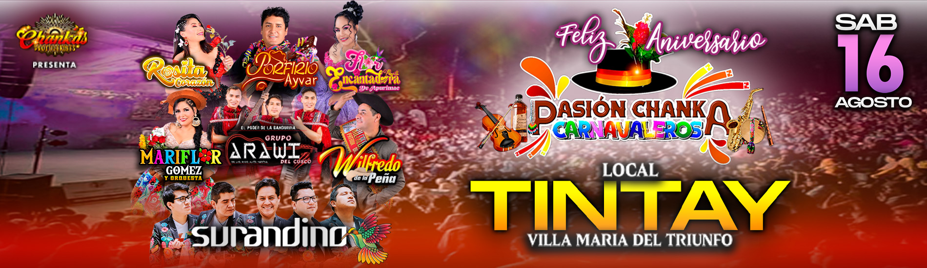 Feliz Aniversario Pasión Chanka Carnavaleros con Surandino y mucho más en Tintay de VMT