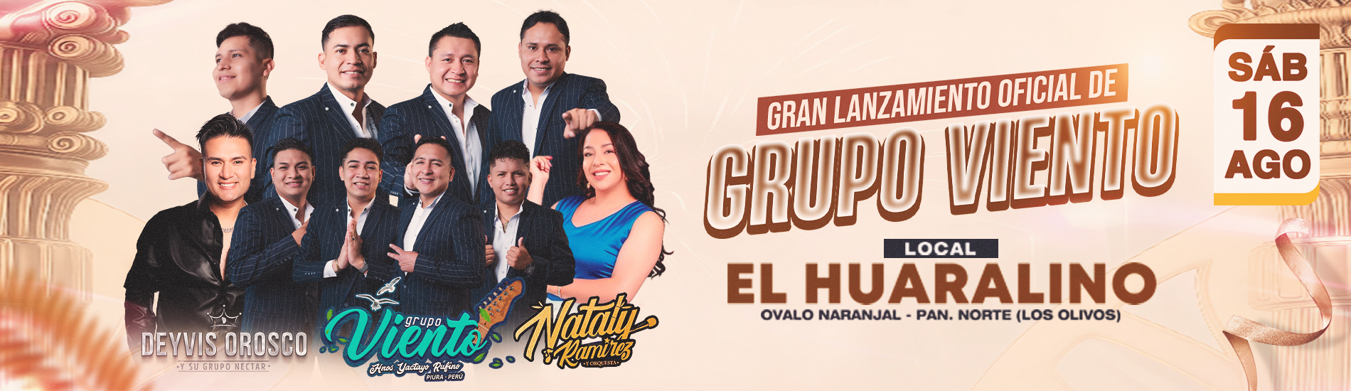 Lanzamiento Oficial de Grupo Viento con Deyvis Orosco y Nataly Ramirez en El Huaralino