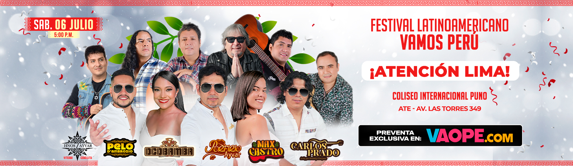 Max Castro, Grupo Ocobamba, Pelo D Ambrosio en Ate por el Festival latinoamericano Vamos Perú