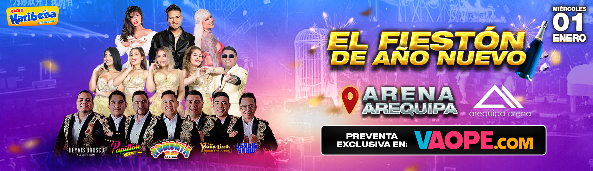 Año Nuevo 2025 en Arequipa con Armonía 10, Yarita Lizeth, Deyvis Orosco y más