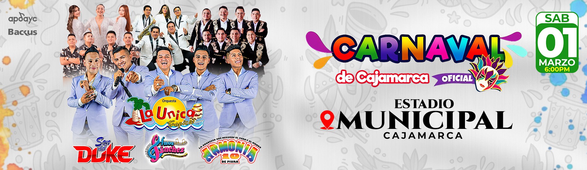 La Única Tropical, Son del Duke, Armonía 10 y Hermanos Sánchez en el Carnaval de Cajamarca