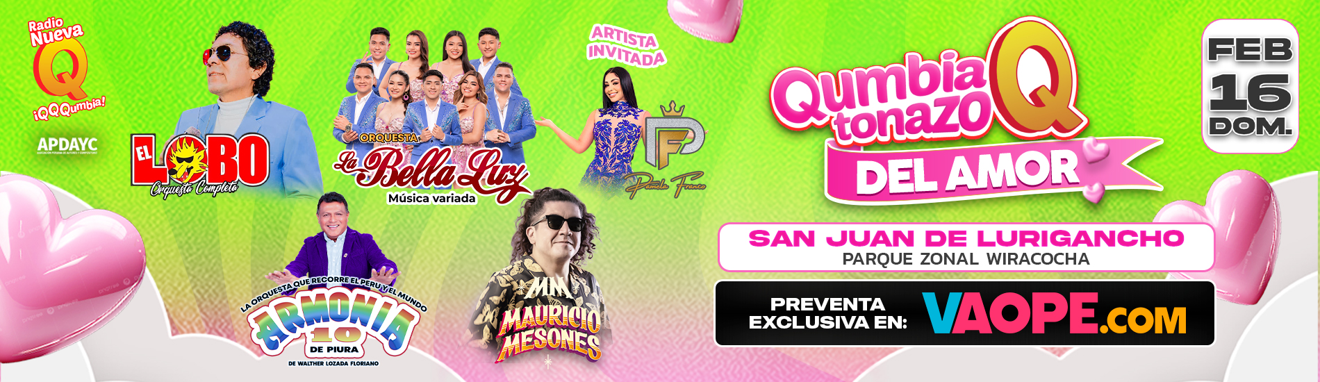 Qumbiatonazo del amor con La Bella Luz, Pamela Franco, El Lobo y más en el Parque Zonal Wiracocha de SJL
