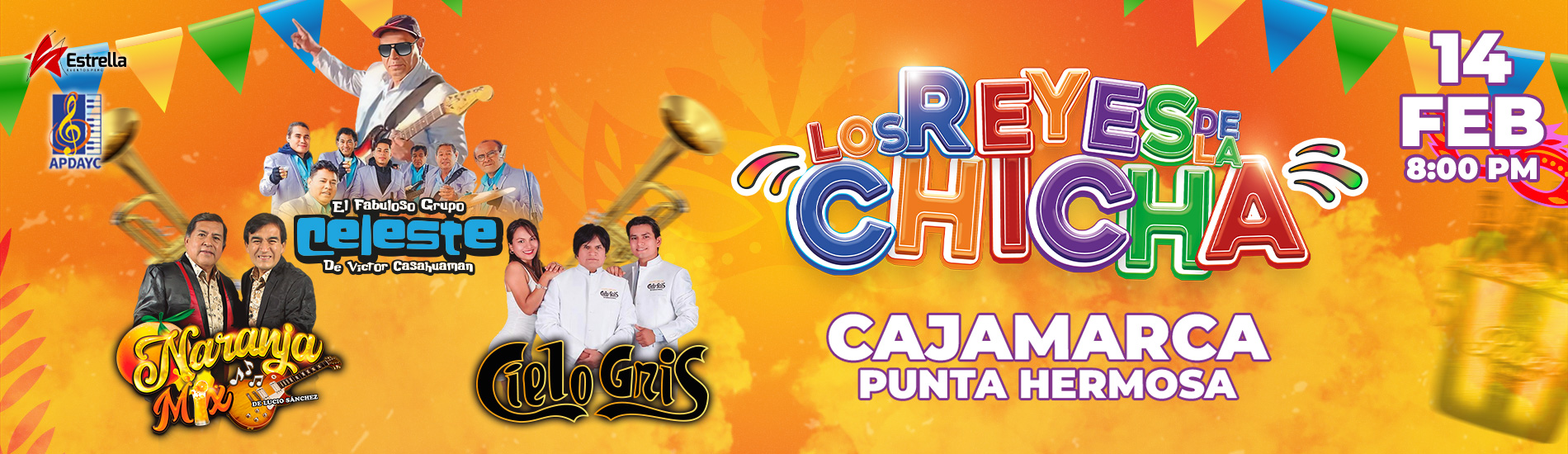 Los Reyes de la Chicha con Grupo Celeste, Naranja Mix y Cielo Gris en Cajamarca