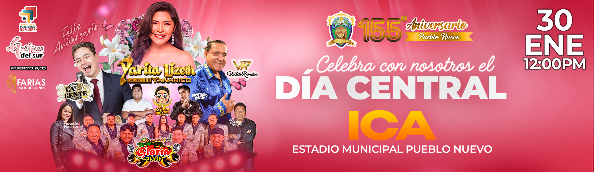 155° Aniversario Pueblo Nuevo con Yarita Lizeth, Victor Romero y más en Ica