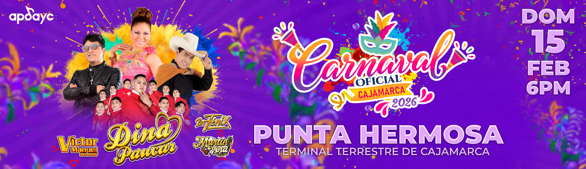 Carnaval Oficial Cajamarca 2026 con Dina Paucar, Victor Manuel y mucho más