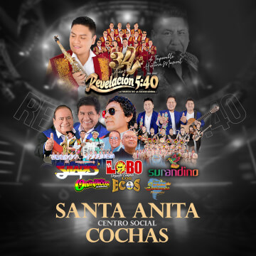 Revelación 5:40 Celebra 34 años con El Lobo, Surandino y otros artistas más en Centro Social Cochas