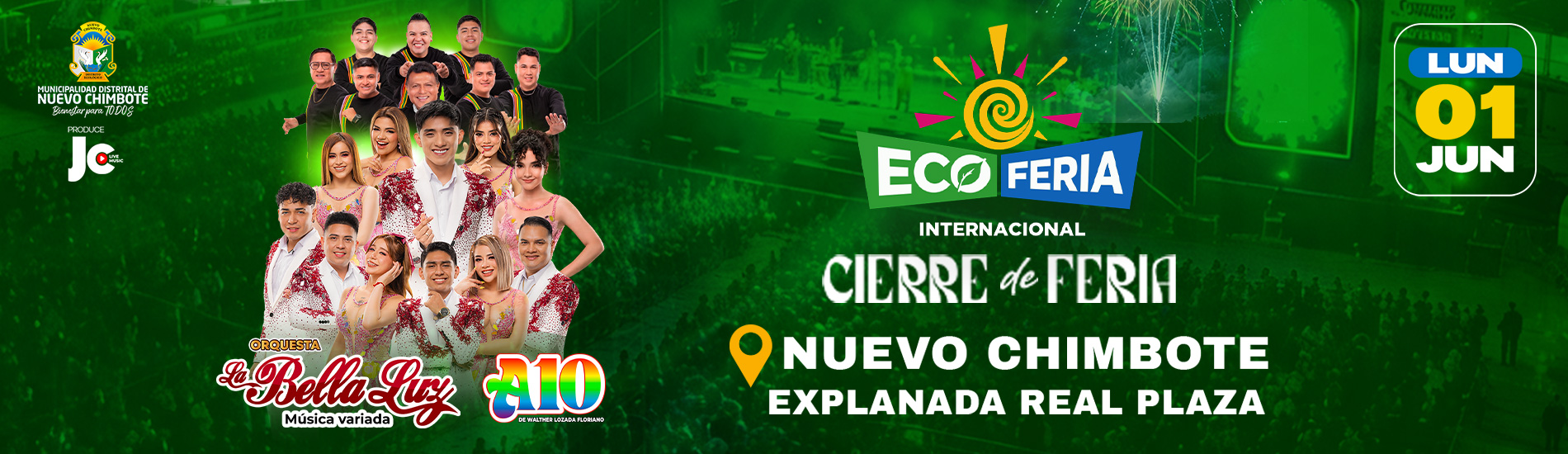 Cierre de la Eco Feria 2026 con La Bella Luz y Armonía 10 de Walther Lozada