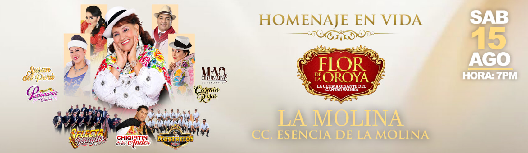 Homenaje en vida a la última gigante del cantar Wanka Flor de la Oroya junto a grandes invitados en el Centro de Convenciones Scencia de la Molina