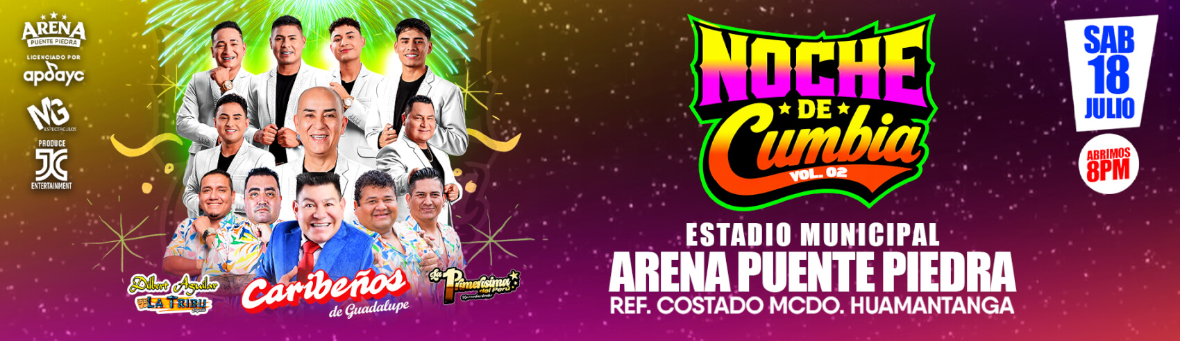 Noche de Cumbia con Caribeños de Guadalupe, Dilbert Aguilar y La Primerísima en Arena Puente Piedra