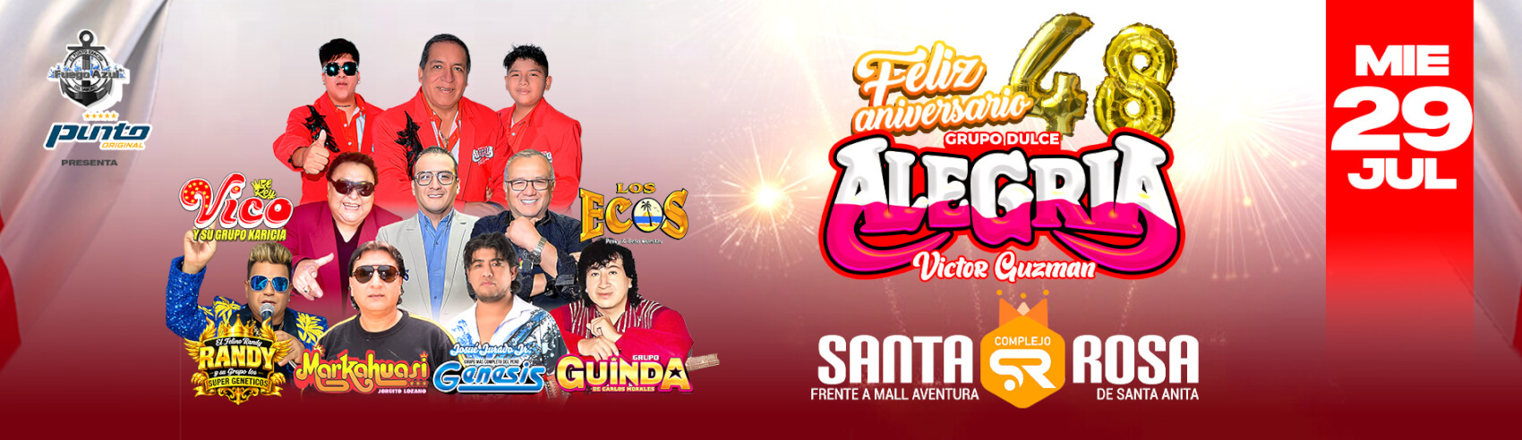 Feliz 48° Aniversario Grupo Dulce Alegria con Vico y su grupo Karicia, Los Ecos y mucho más en el Complejo Santa Rosa