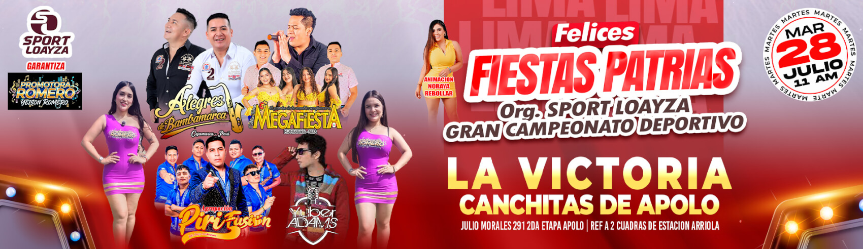 Felices Fiestas Patrias con Alegres de Bambamarca, Megafiesta y más en La Victoria