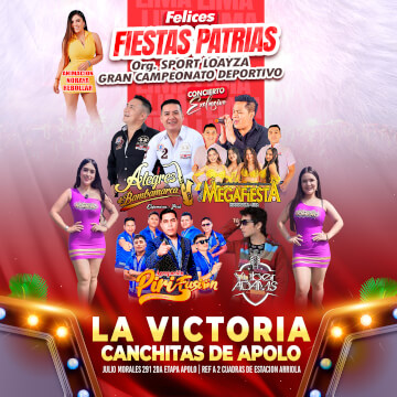 Felices Fiestas Patrias con Alegres de Bambamarca, Megafiesta y más en La Victoria