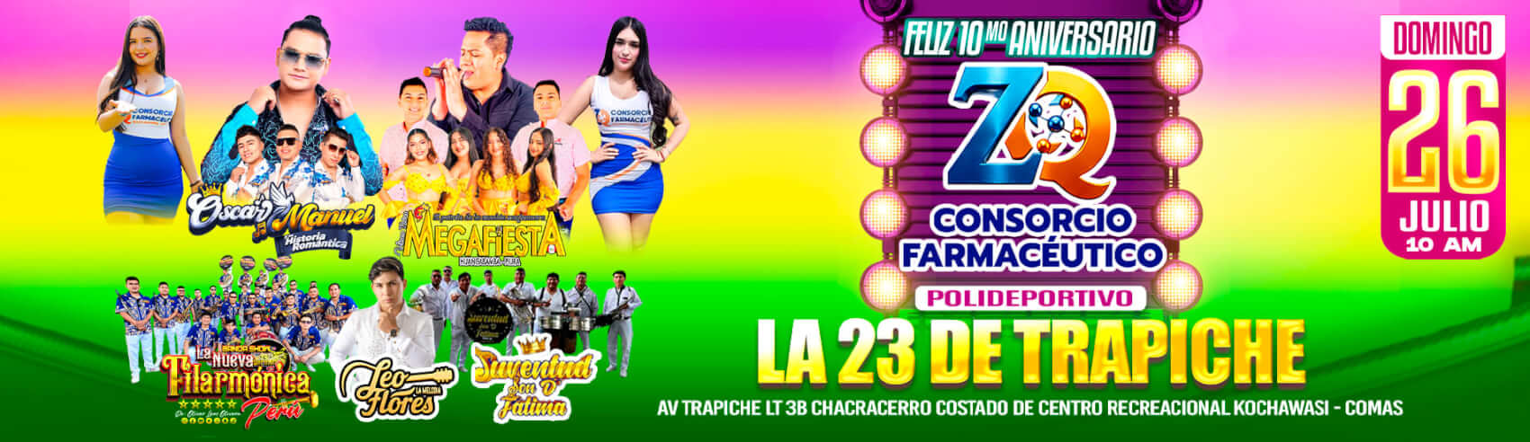 10° Aniversario ZQ Consorcio con Megafiestas, Oscar Manuel y más en Comas