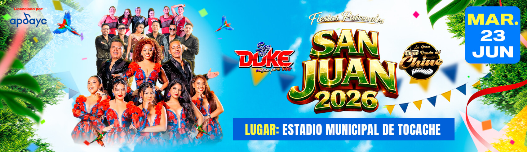 Fiestas Patronales San Juan 2026 con Son del Duke y más en Tocache
