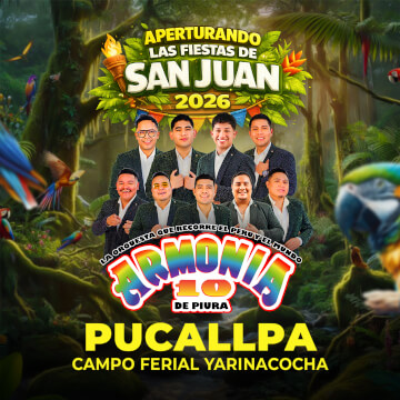 Fiestas de San Juan 2026 con Armonía 10 de Piura en Pucallpa
