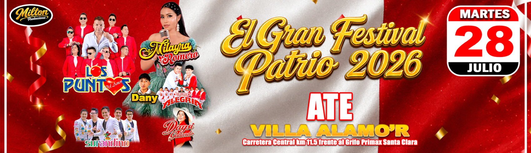 El Gran Festival Patrio con Surandino, Los Puntos del Amor y más en Villa Alamor en Ate