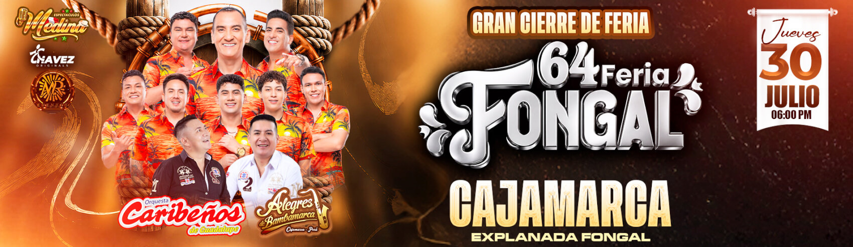 Gran Cierre 64.ª Feria Fongal con Caribeños de Guadalupe y Alegres de Bambamarca en Cajamarca