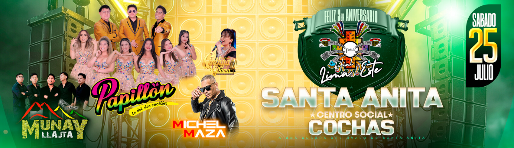 3.er Aniversario de Tinkus San Simón Lima Este con Papillon, Michel Maza, Munay Llajta y más en Santa Anita