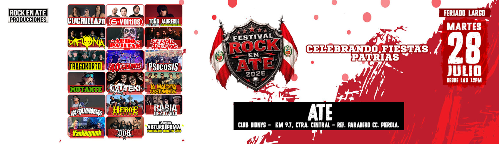 ¡Festival Rock 2026! Celebra Fiestas Patrias con el mejor rock peruano en Ate