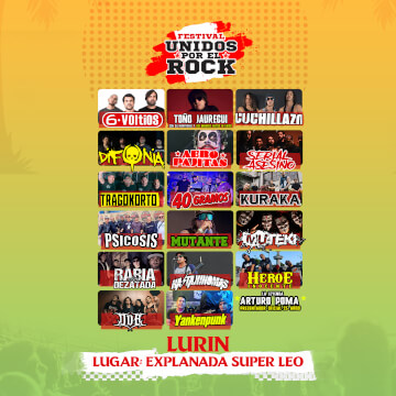 Festival Unidos por el Rock con 6 Voltios, Toño Jauregui y más en Explanada Super Leo en Lurín