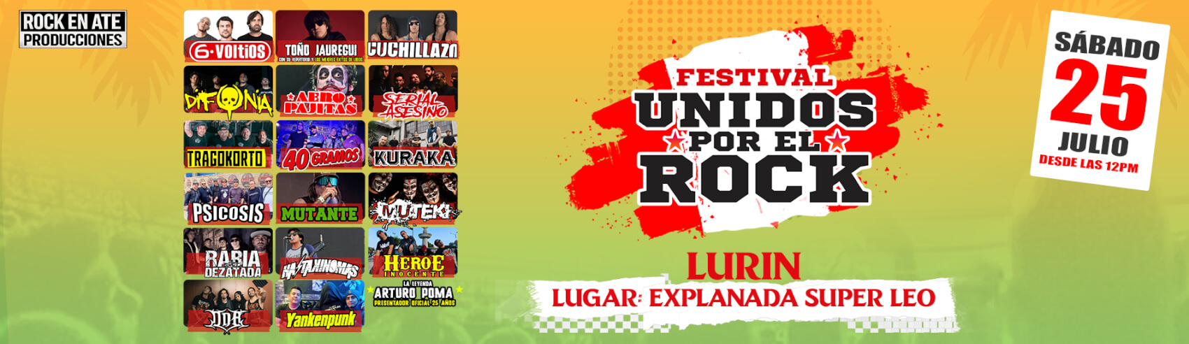 Festival Unidos por el Rock con 6 Voltios, Toño Jauregui y más en Explanada Super Leo en Lurín