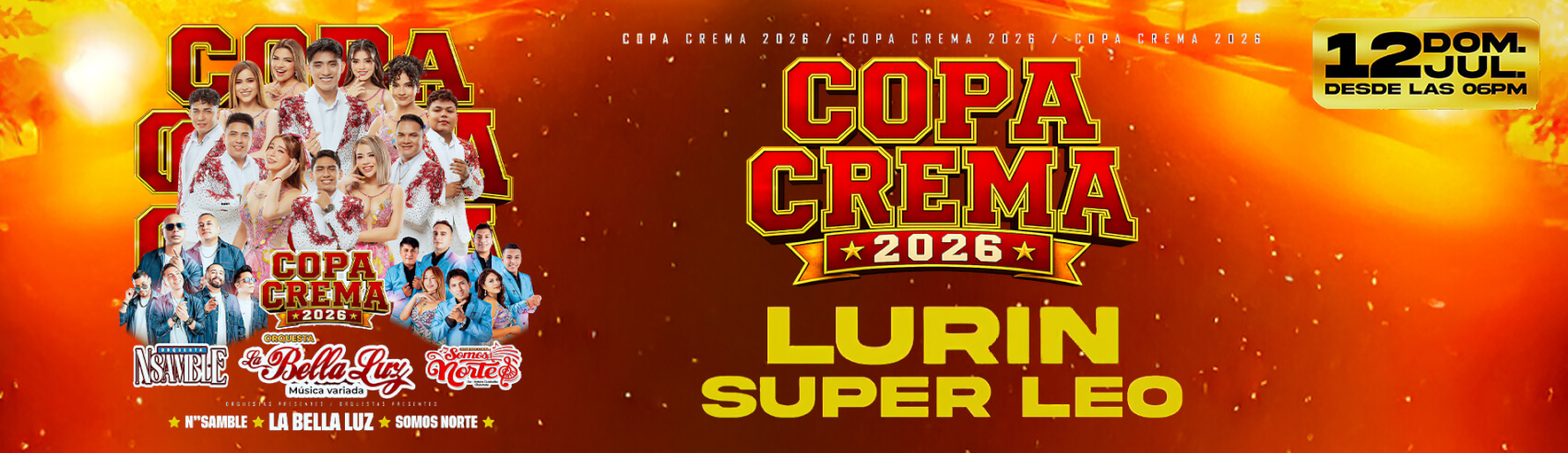 Copa Crema 2026 con La Bella Luz, N'Samble y Somos Norte en Lurín