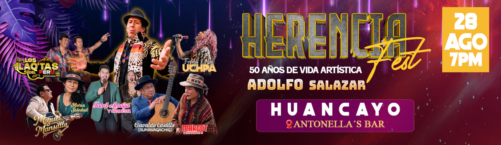 Celebración de los 50 años de vida artística del Cantautor Adolfo Salazar y mucho más en Huancayo