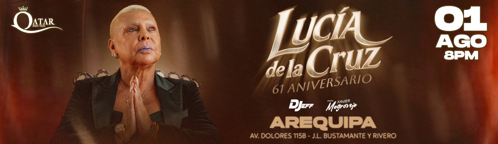 Lucía de la Cruz celebra 61 años de trayectoria en QATAR Disco Club en Arequipa