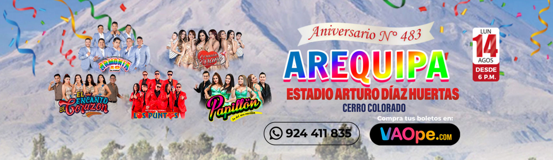 Aniversario N° 483 de Arequipa junto a Corazón Serrano, Armonía 10 y más...