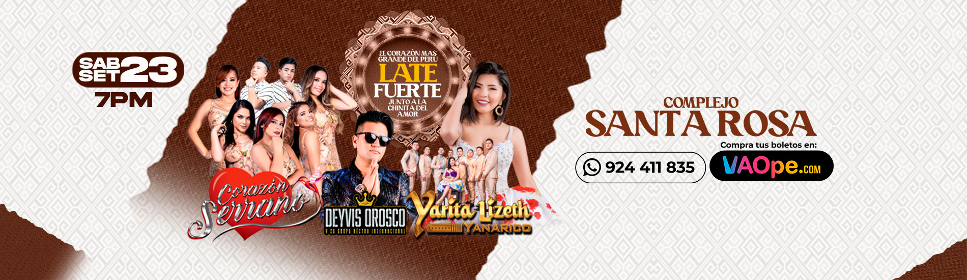 Corazón Serrano, Yarita Lizeth y Deyvis Orosco en el Complejo Santa Rosa