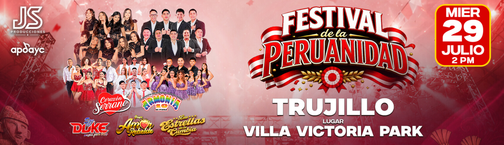 Festival de la Peruanidad con Corazón Serrano, Armonía 10 de Piura y mucho más en Trujillo